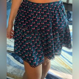 Kenzo Black and Pink Geometric Mini Skirt
